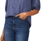 Vince Camuto Blusa de renda ombro a ombro feminina azul