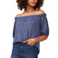 Vince Camuto Blusa de renda ombro a ombro feminina azul