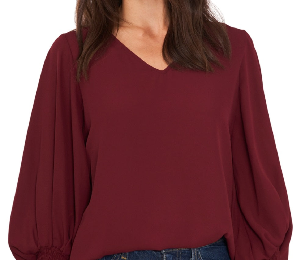 Vince Camuto Blusa feminina com manga sino vermelha