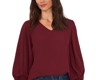 Vince Camuto Blusa feminina com manga sino vermelha
