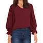 Vince Camuto Blusa feminina com manga sino roxa tamanho extragrande