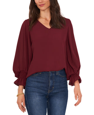 Vince Camuto Blusa feminina com manga sino roxa tamanho extragrande