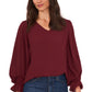 Vince Camuto Blusa feminina com manga sino roxa tamanho extragrande