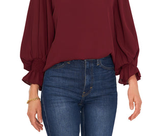 Vince Camuto Blusa feminina com manga sino roxa tamanho extragrande