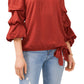 Blusa feminina Vince Camuto com ombros de fora e bolinhas, marrom, tamanho 2X