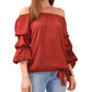 Blusa feminina Vince Camuto com ombros de fora e bolinhas, marrom, tamanho 2X