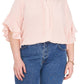 Blusa feminina Vince Camuto com mangas franzidas e babados, rosa, tamanho 1X