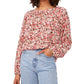 Vince Camuto Blusa feminina Ditsty Floral manga comprida rosa tamanho grande