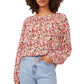 Vince Camuto Blusa feminina Ditsty Floral manga comprida rosa tamanho grande