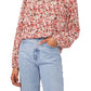 Vince Camuto Blusa feminina Ditsty Floral manga comprida rosa tamanho grande