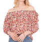 Vince Camuto Blusa feminina com estampa floral e ombro de fora, marrom, tamanho extragrande
