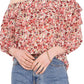 Vince Camuto Blusa feminina com estampa floral e ombro de fora, marrom, tamanho extragrande