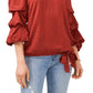 Blusa feminina Vince Camuto com manga bolha e recortes, vermelha