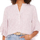 Blusa feminina Vince Camuto com estampa animal e mangas bufantes, marrom, tamanho médio