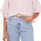 Blusa feminina Vince Camuto com estampa animal e mangas bufantes, marrom, tamanho médio