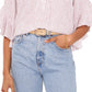Blusa feminina Vince Camuto com estampa animal e mangas bufantes, marrom, tamanho grande