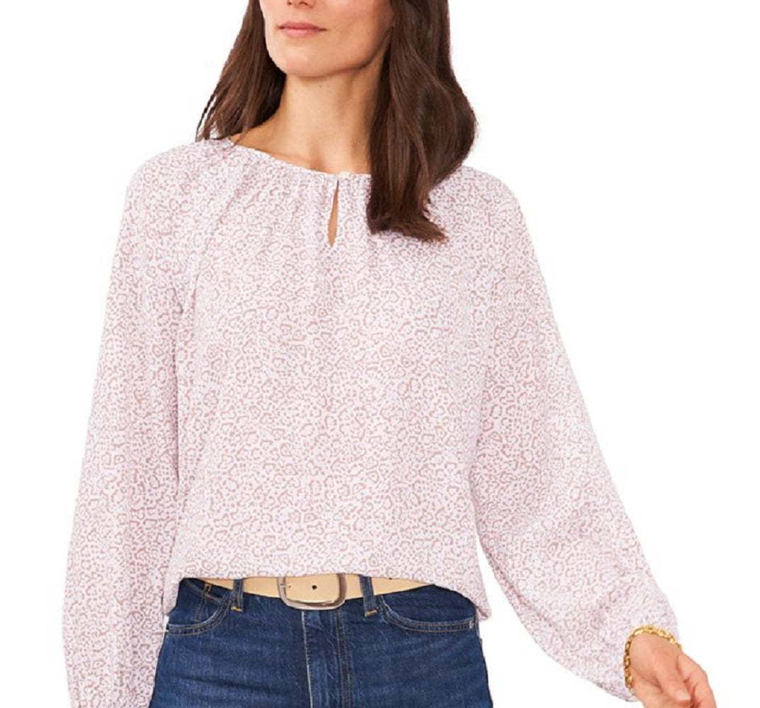 Blusa feminina Vince Camuto com estampa de chita e decote em V rosa
