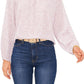 Blusa feminina Vince Camuto com estampa de chita e decote em V rosa