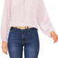 Blusa feminina Vince Camuto com estampa de chita e decote em V rosa