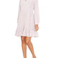 Vestido feminino Vince Camuto com estampa de leopardo e manga comprida, tamanho pequeno, branco