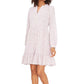 Vestido feminino Vince Camuto com estampa de leopardo e manga comprida, tamanho pequeno, branco