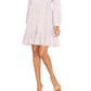 Vestido feminino Vince Camuto com estampa de leopardo e manga comprida, tamanho pequeno, branco