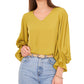 Vince Camuto Blusa feminina com manga sino, amarela, tamanho X-S
