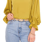 Vince Camuto Blusa feminina com manga sino, amarela, tamanho X-S