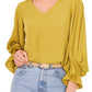 Vince Camuto Blusa feminina com manga sino, verde, tamanho grande