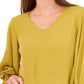 Vince Camuto Blusa feminina com manga sino, verde, tamanho grande