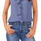 Vince Camuto Blusa feminina sem mangas com babados, azul, tamanho grande