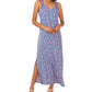 Vestido feminino Vince Camuto estampado com fenda e sem mangas, azul, tamanho médio