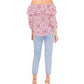 Vince Camuto Blusa feminina estampada ombro a ombro, branca, tamanho X-S