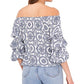 Blusa feminina Vince Camuto com estampa ombro a ombro, branca, tamanho grande