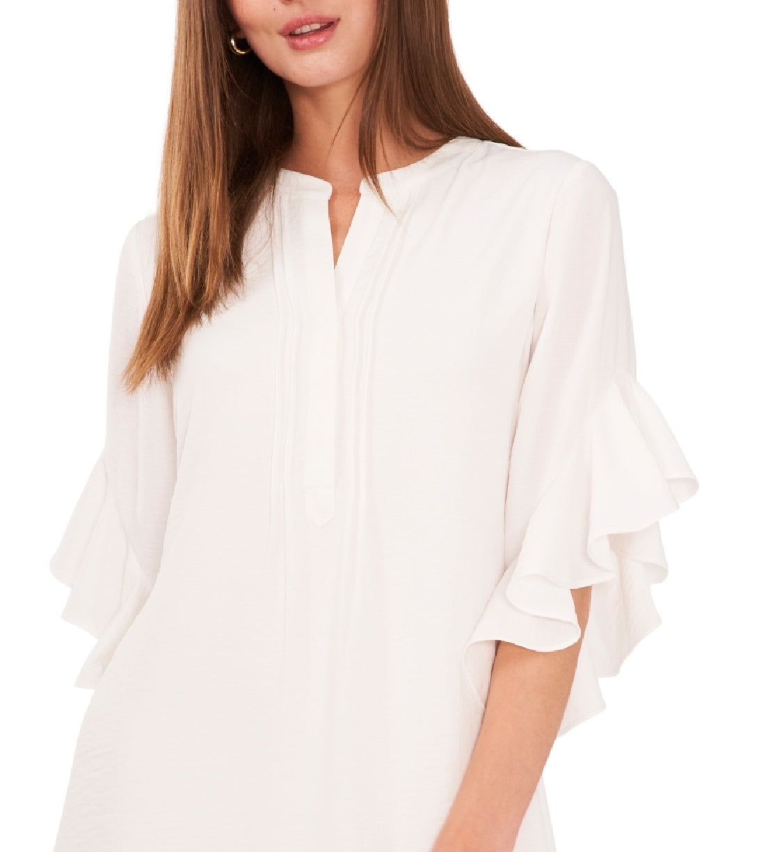 Vestido feminino Vince Camuto com mangas esvoaçantes, branco, tamanho grande