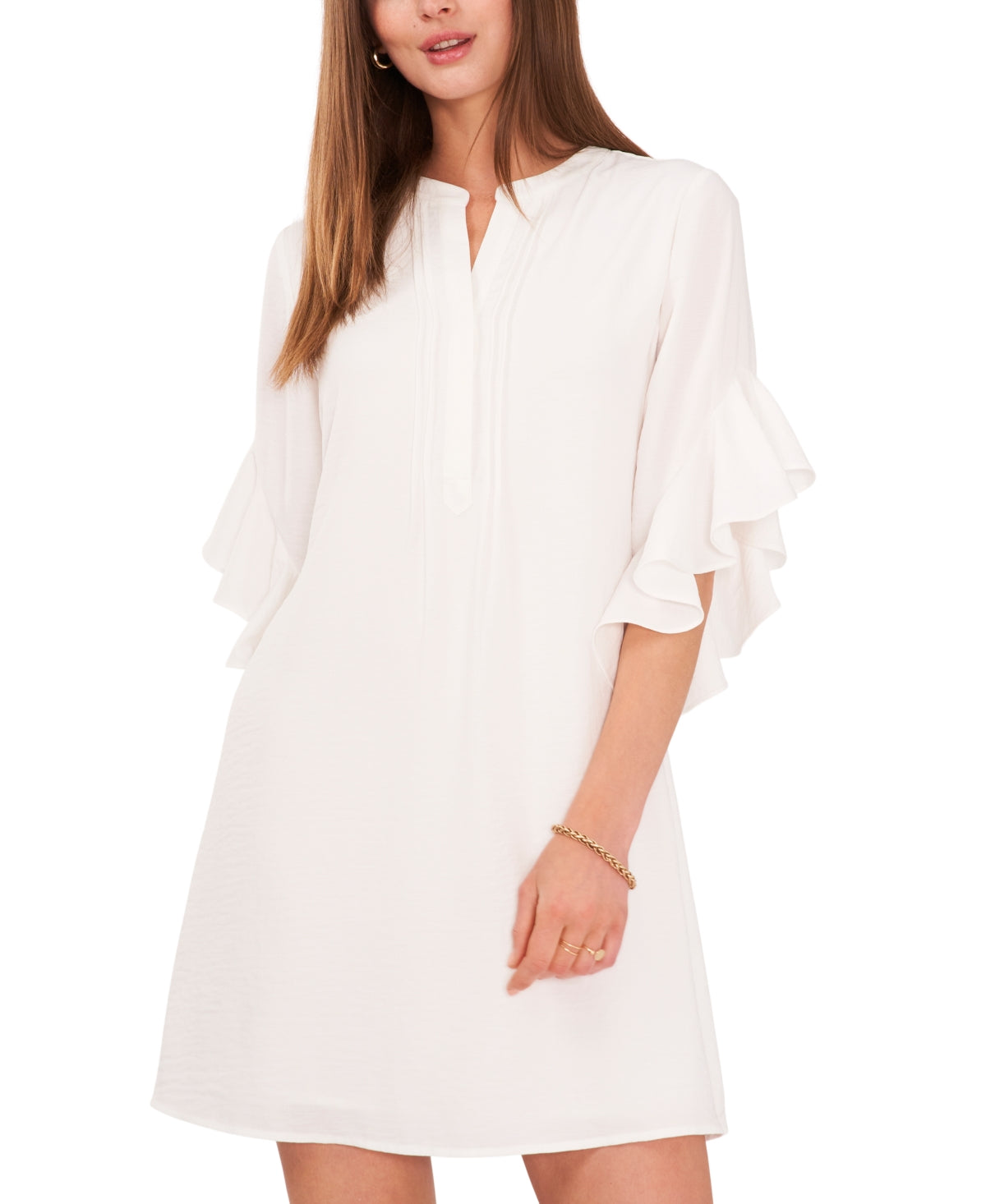 Vestido feminino Vince Camuto com mangas esvoaçantes, branco, tamanho grande