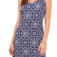 Vestido midi sem mangas estampado feminino Vince Camuto, azul, tamanho médio