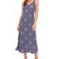 Vestido midi sem mangas estampado feminino Vince Camuto, azul, tamanho extragrande