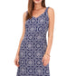 Vestido midi sem mangas estampado feminino Vince Camuto, azul, tamanho extragrande