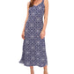 Vestido midi sem mangas estampado feminino Vince Camuto, azul, tamanho extragrande
