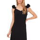 Vestido longo feminino Vince Camuto com alças franzidas e decote em V, preto