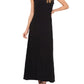 Vestido longo feminino Vince Camuto com alças franzidas e decote em V, preto