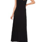 Vestido longo feminino Vince Camuto com manga franzida e calos, preto, tamanho extragrande
