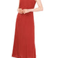 Vestido longo feminino Vince Camuto com decote em V e bolinhas, marrom