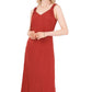 Vestido longo feminino Vince Camuto com decote em V e bolinhas, marrom