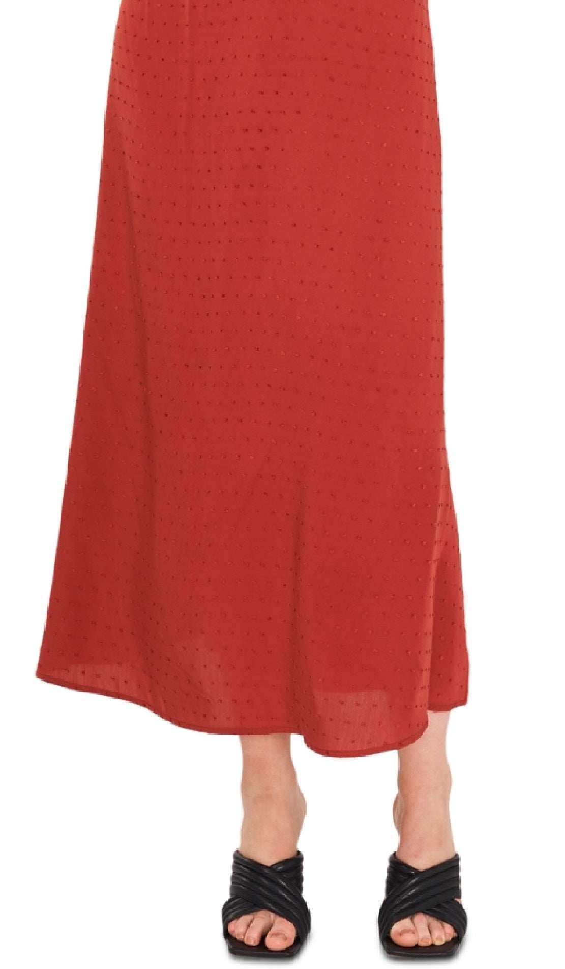 Vestido longo feminino Vince Camuto com decote em V e bolinhas, laranja, tamanho grande