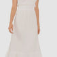 Vestido feminino Vince Camuto com babados e cintura franzida, tamanho médio, branco