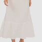 Vestido feminino Vince Camuto com babados e cintura franzida, tamanho médio, branco