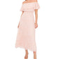 Vestido feminino Vince Camuto com decote em camadas e ombros de fora, rosa, tamanho extragrande