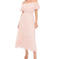 Vestido feminino Vince Camuto com decote em camadas e ombros de fora, rosa, tamanho extragrande